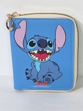 Disney Stitch Small Zip Around Wallet Coin Purse, NEW